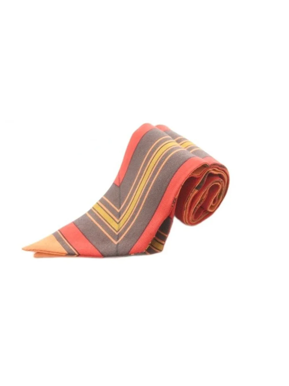 Hermes Rocabar Scarf All Over Pattern Silk Orange Red Brown
